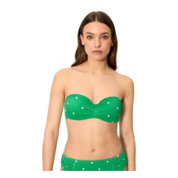 Top Bikini Bandeau copa C con Estampado Lunares Blancos YSABEL MORA