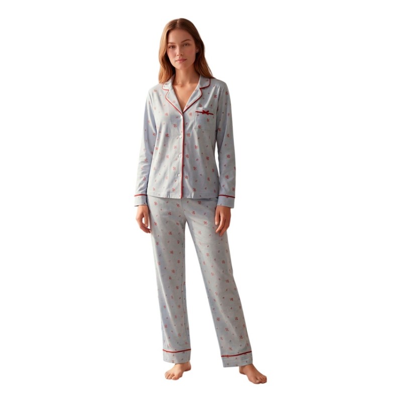 PIJAMA MUJER 100% ALGODON ABIERTO