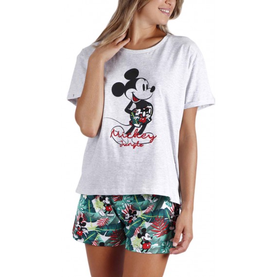 huella dactilar pintor selva Pijama corto Mickey Disney mujer tropical