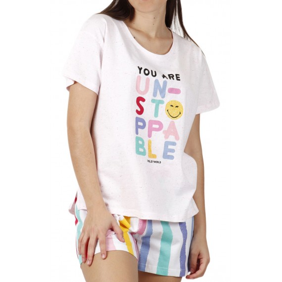 Pijama Smiley mujer verano "you are un-stoppable"