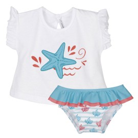 Camiseta  y braguita volantes de estrellas para baño de Calamaro